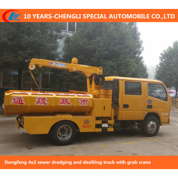 Dongfeng 4X2 Sewer Dredging and Desilting Truck with Grab Crane